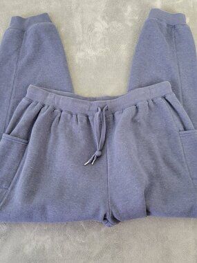 Woman Within Sweatpants Women's 18/20 Blue Gray Cotton Blend Drawstring BLU192E